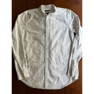 Banana Republic Grant Fit Cotton Stretch Oxford Shirt White Tall Large